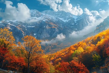 Panorama mountain autumn landscape