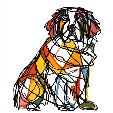 recommend clip art: Elegant Newfoundland Dog One-Line Drawing: Unleash Your Creativity with this Unique Artwork