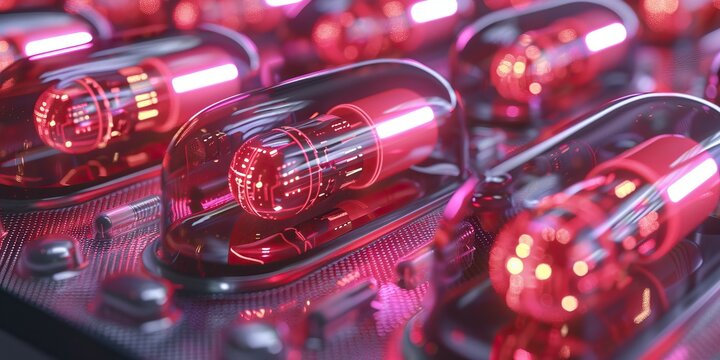 Futuristic Array of Glowing Vacuum Tubes