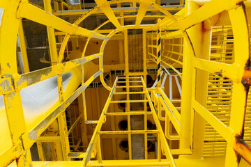 Ladder is used to climb onto offshore oil and gas rigs.