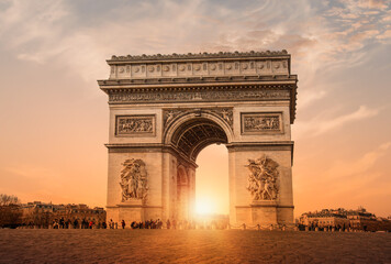 Arc de Triomphe Paris city at sunset - Arch of Triumph - Paris, France