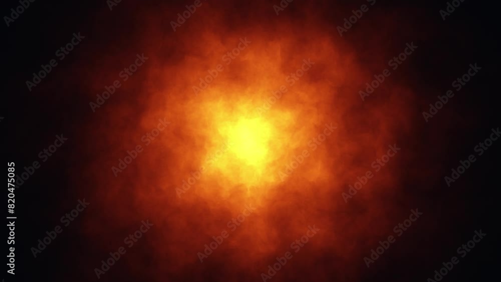 Poster artistic dark orange red fireball fire texture loop animation copy space background.