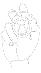One continuous line of alarm clock with Chess Pawn. Thin Line Illustration vector concept. Contour Drawing Creative ideas.