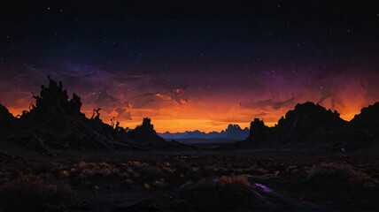 Naklejka premium Neon Dreamscape: An Otherworldly Silhouette