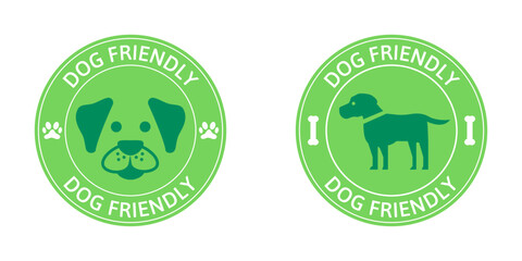 dog friendly sign logo sticker design vector illustration