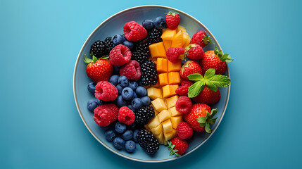 plato de cena de postre de frutas
