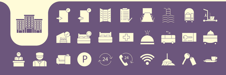 hotel furniture icon vector designs