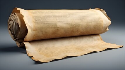 AI-generated mockup of an old parchment scroll on an alpha-transparent background