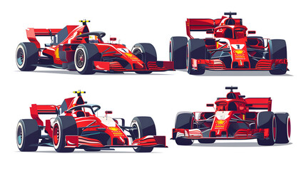 Formula 1 bold cartoon vector set Roya racing toy, generative Ai