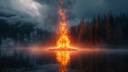 Background Bonfire at Night