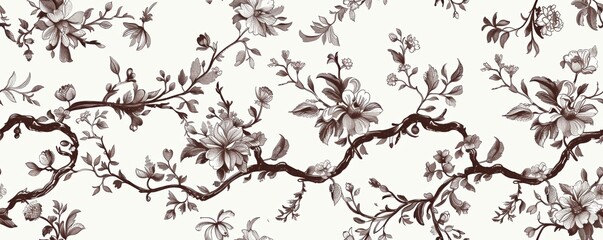 Fototapeta premium Watercolor Seamless pattern with brown and white