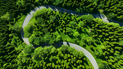 Drone aerial shots of spectacular greenery mountain landscapes. Dynamic natural scenery.