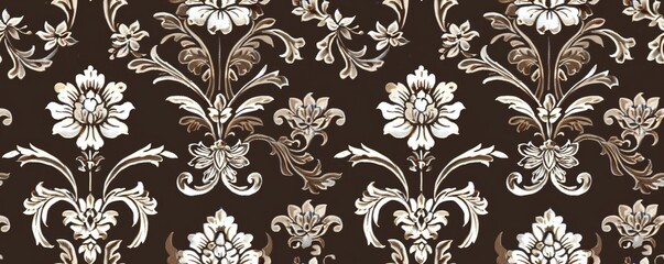 Fototapeta premium Watercolor Seamless pattern with brown and white