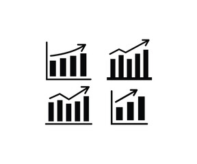 statistical growth chart icons black white illustration vector design collections template set isolated