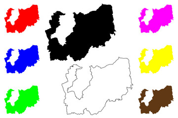 Darmstadt-Dieburg district (Federal Republic of Germany, rural district Darmstadt region, State of Hessen, Hesse, Hessia) map vector illustration, scribble sketch Darmstadt Dieburg map
