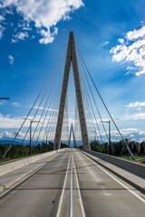 Fototapeta premium The completed bridge, spanning majestic landscapes and connecting communities, Generative AI
