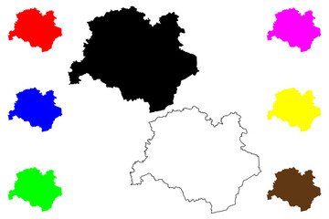 Dachau district (Federal Republic of Germany, rural district Upper Bavaria, Free State of Bavaria) map vector illustration, scribble sketch Dachau map