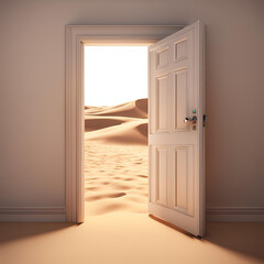 open door in the desert, nature background