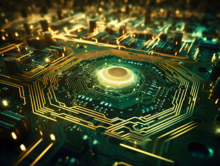 electronic circuit board with processor created with generative ai