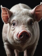 Fototapeta premium pig closeup face portrait on black background from Generative AI