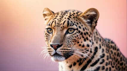 leopard on bright pastel color background from Generative AI