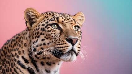 leopard on bright pastel color background from Generative AI