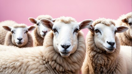 Fototapeta premium sheep on bright pastel color background from Generative AI