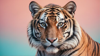 tiger on bright pastel color background from Generative AI