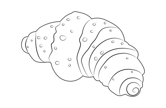 recommend clip art: Hot croissant, fresh baked goods, linear drawing, one icon. A simple doodle sketch of a French breakfast. A set of pastries, a bun, a fresh croissant. Vector illustration in outline style.