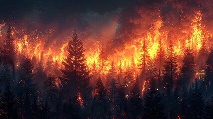 Fototapeta na wymiar Background Flames in the Forest