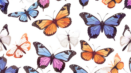 Color flying butterflies seamless pattern, generative Ai