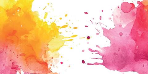 Obraz premium Watercolor background with paint splashes, banner with copy space