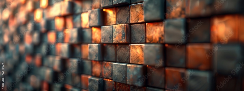 Poster brown abstract background created by squares lined up neatly.