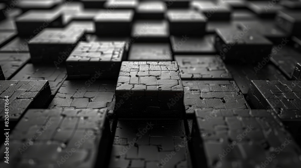 Poster black abstract background created by squares lined up neatly.