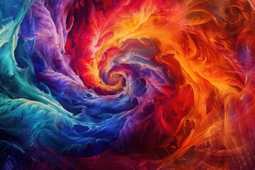 Vibrant swirls of colors blending seamlessly in an intricate dance of light and shadow on a canvas of infinite depth.