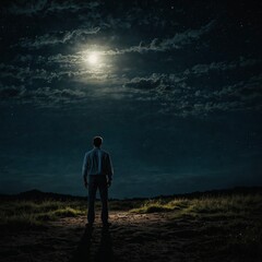 Immersive Night Views: Capture mesmerizing field photos under the stars with beautiful moonlight. Generative Al