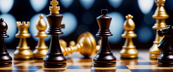 Chess board with pieces representing strategy