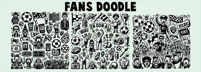 Fototapeta premium Fans Icon in Doodle drawing vector