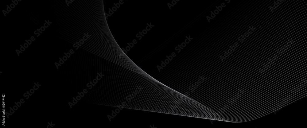 Poster vector black background with lines in wave shape gradient black background with wavy lines.