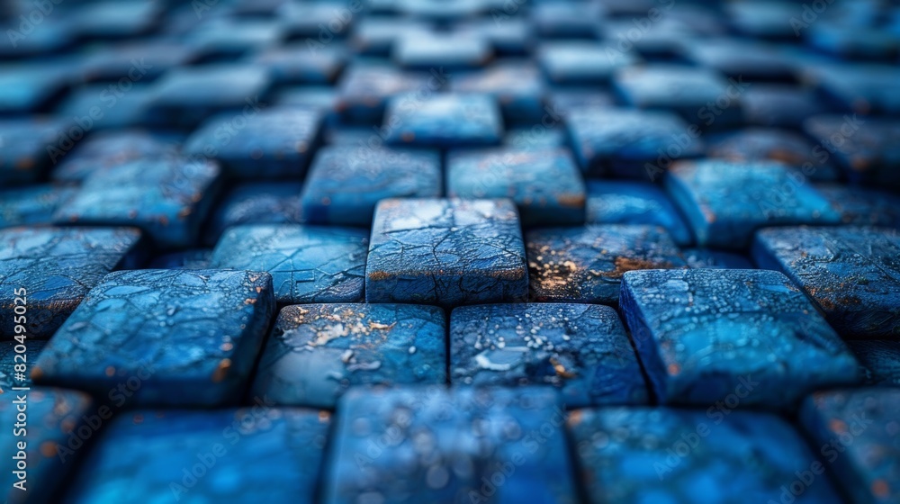 Poster blue abstract background created by squares lined up neatly.