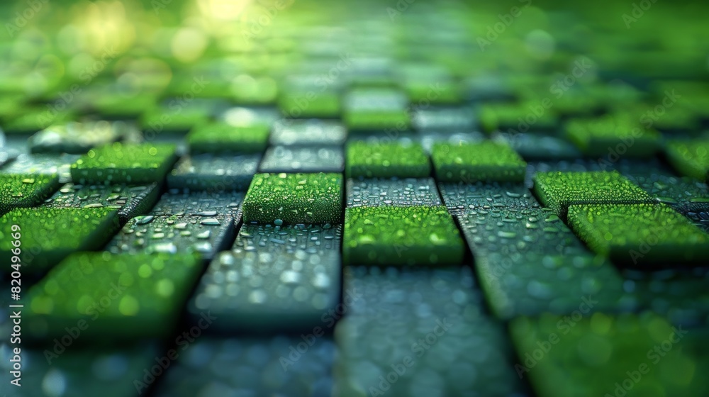 Poster green abstract background created by squares lined up neatly.