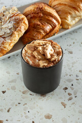 A view of a s'more coffee drink.