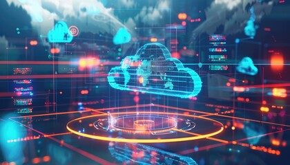 The visualization of a centralized cloud technology hub, seamlessly collecting data on lifestyle trends and financial activities worldwide.