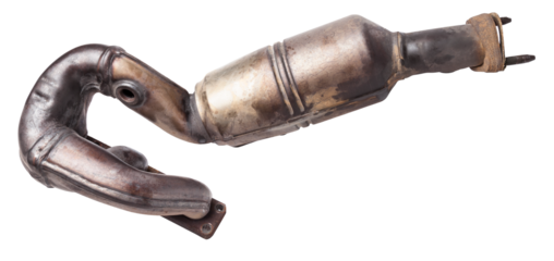 Automotive catalyst removed from a vehicle for repair with a ceramic coating inside as part of an exhaust system to remove harmful emissions in a car repair shop