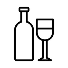 Wine icon or logo illustration outline black style