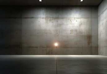 Evening minimalist concrete space lit by a single light source