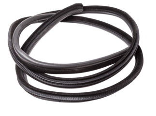 Rolled up black rubber sealant for elements of the car body, doors or trunk, for noise insulation, thermal and sound, preventing heat loss in the car interior. Sealing gasket for repair in a workshop.