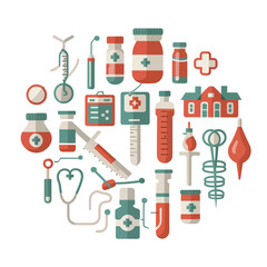 Obraz premium vector medical medicines tools icons nutritional, dentistry, cardiology, surgery, nanotechnology 