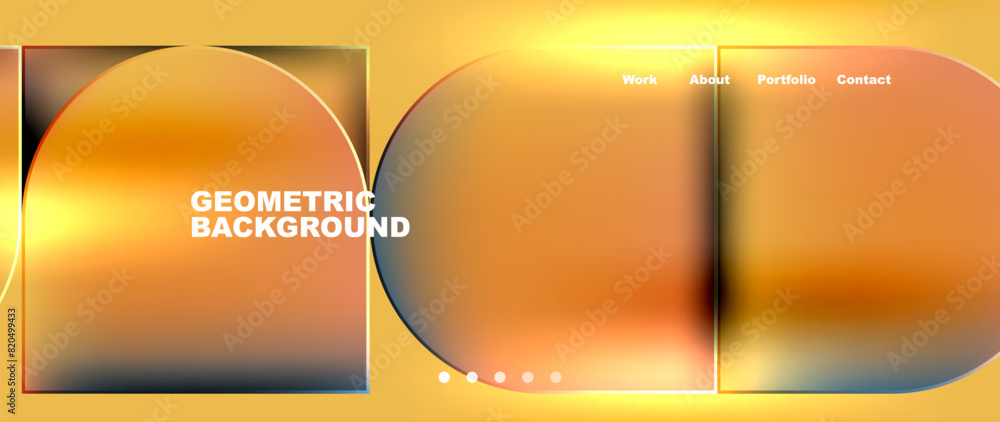 Poster an artistic geometric background featuring circles and squares in various tints and shades of yellow