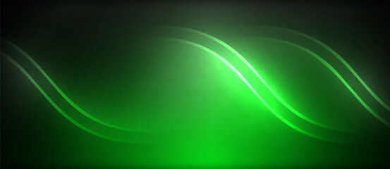 Neon glowing circle rays, light round lines in the dark, planet style neon wave lines. Energetic electric concept design for wallpaper, banner, background